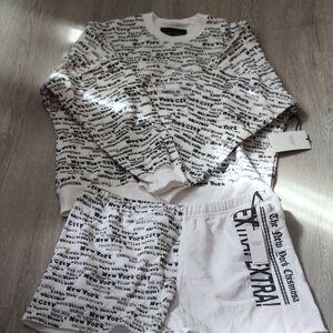 Women's White Text Print Pajama Set